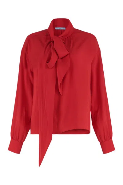 Prada Marocain Silk Shirt In Red