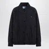 Prada Collared Jacket Elasticated Hem Front Pockets In Blue