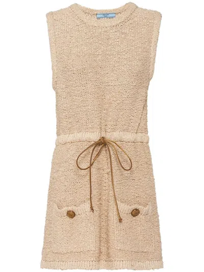 Prada Kleid Aus Seide In Neutrals