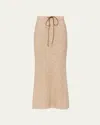 Prada Silk Boucle Leather Cord Maxi Skirt In Naturale