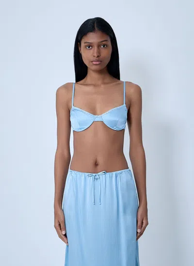 Prada Silk Bralette In Blue