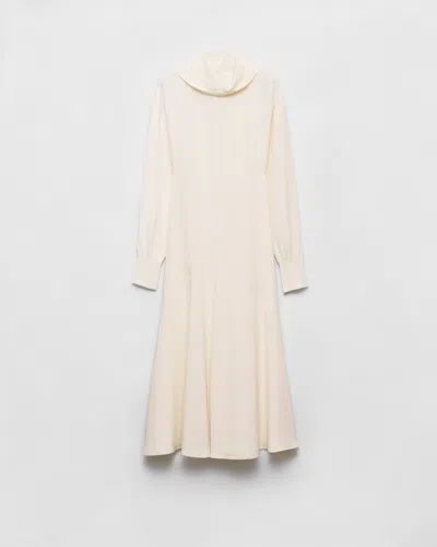 Prada Silk Broadcloth Midi-dress In Neutral