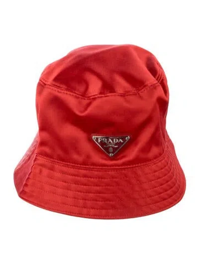 Pre-owned Prada Silk Bucket Hat W/tags In Red