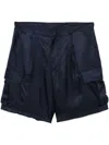 Prada Silk Cargo Shorts In Blue