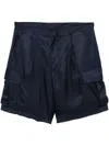 Prada Silk Cargo Shorts In Blue
