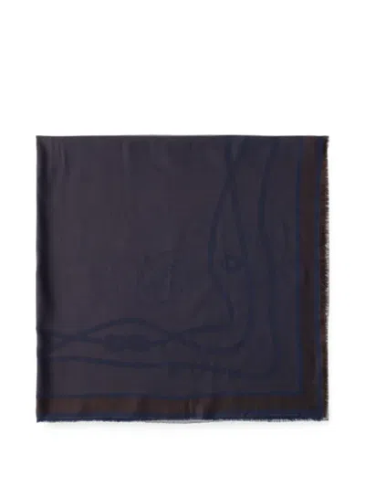 Prada Silk, Cashmere And Wool Jacquard Shawl In Blue