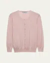 Prada Silk-cotton Double Crewneck Cardigan In Pink