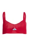 Prada Silk Crepe De Chine Cropped Top In Red
