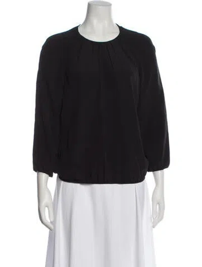 Pre-owned Prada Silk Crew Neck Blouse In Black
