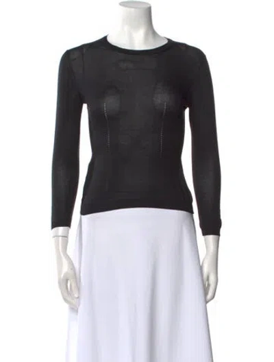 Pre-owned Prada Silk Crew Neck Sweater In Black