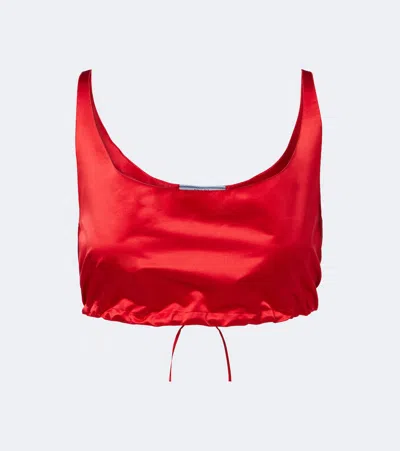 Prada Silk Duchesse Crop Top In Red