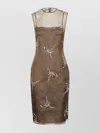 Prada Silk Embroidered Dress Overlay Sheer