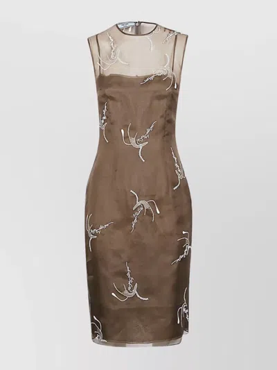 PRADA SILK EMBROIDERED DRESS OVERLAY SHEER