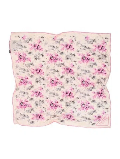 Pre-owned Prada Silk Floral Print Shawl In Neutral