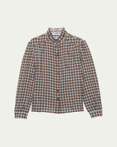 Prada Silk Georgette Button-front Blouse In Turchese Cacao