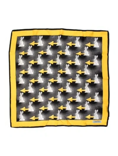Pre-owned Prada Silk Graphic Print Scarf In Black
