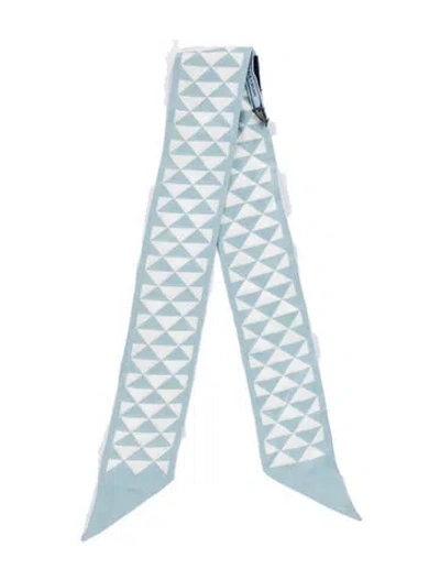 Pre-owned Prada Silk Graphic Print Scarf In Blue