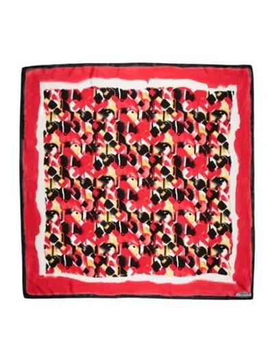 Pre-owned Prada Silk Graphic Print Scarf In Red