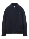 Prada Collared Jacket Long Sleeves Elasticated Hem In Blue