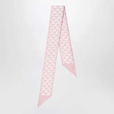 PRADA PRADA  SILK JACQUARD SCARF PINK/WHITE