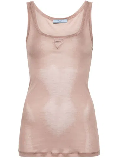 Prada Logo-detailed Sleeveless Top In Pink
