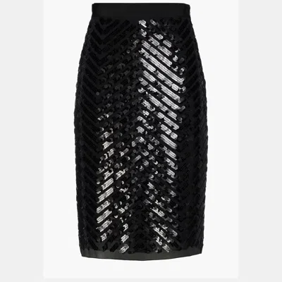 Pre-owned Prada Silk Knee Length Skirt 40 In Black