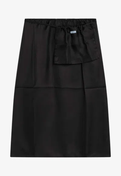Prada Silk Knee-length Skirt With Pouch Pocket In Black