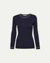 Prada Silk Knit Top With Shoulder Buttons In Bleu