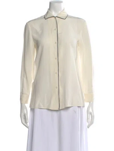 Pre-owned Prada Silk Long Sleeve Blouse In Neutral