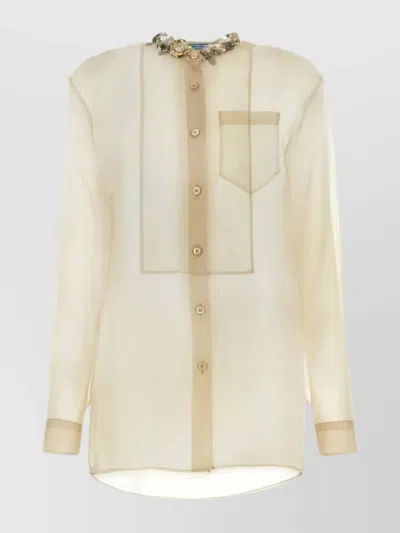 Prada Sand Silk Shirt In Neutral