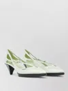 Prada Bicolor Silk Mid Heel Pumps In White