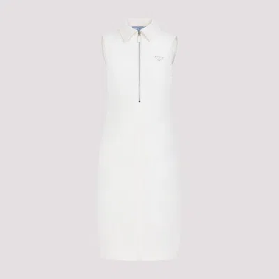 Prada Silk-blend Polo Shirt Dress In White