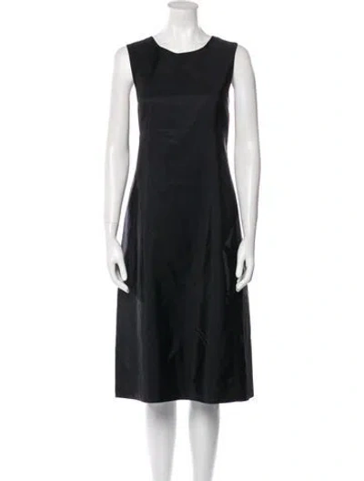 Pre-owned Prada Silk Midi Length Dress In Black
