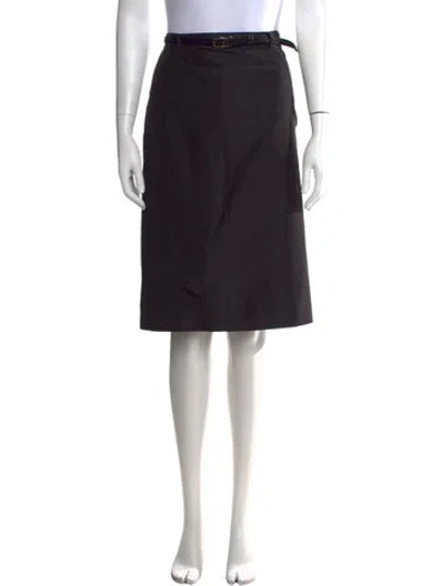 Pre-owned Prada Silk Midi Length Skirt In Black