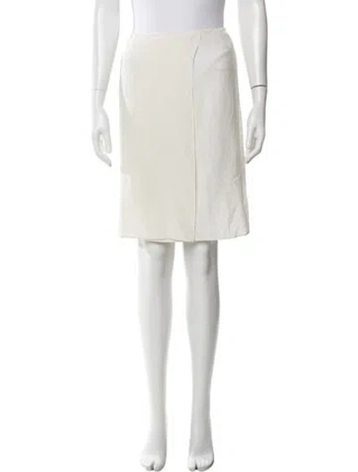 Pre-owned Prada Silk Midi Length Skirt In White