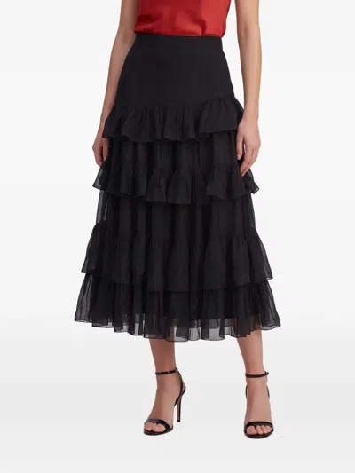Pre-owned Prada Silk Midi Skirt In Black