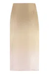 Prada Silk Midi Skirt In Tan