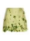Prada Embroidered Silk And Wool Miniskirt In Nude & Neutrals