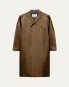 Prada Silk Open Overcoat In Brown