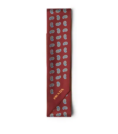 Prada Printed Silk Twill Skinny Tie In Grape Purple