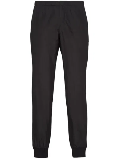 Prada Triangle-logo Silk Track Pants In Black