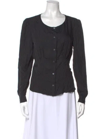 Pre-owned Prada Silk Patterned Blouse In Black