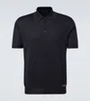 Prada Short Sleeve Polo Collar Ribbed Cuffs Sweater In Blue
