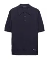 Prada Dark Blue Silk Polo Shirt In Blue