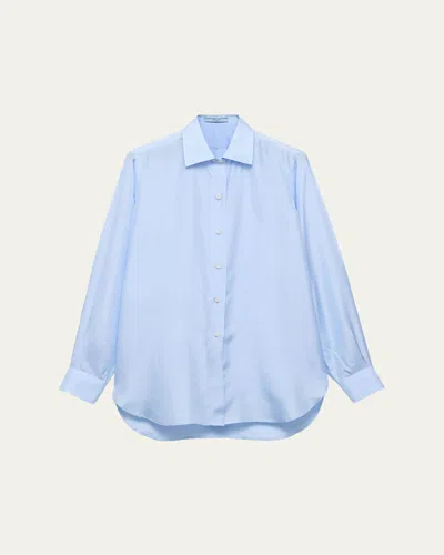 Prada Silk Poplin Button-down Shirt In Blue