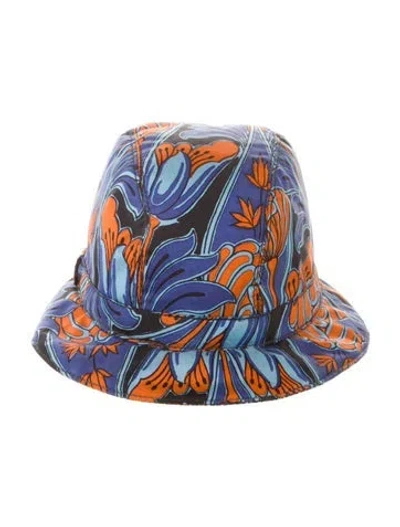 Pre-owned Prada Silk Printed Bucket Hat In Multi