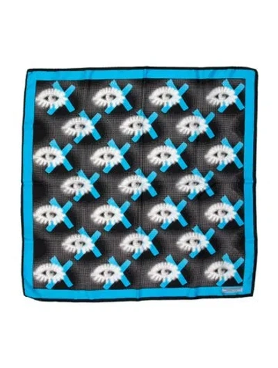 Pre-owned Prada Silk Printed Scarf In Blue
