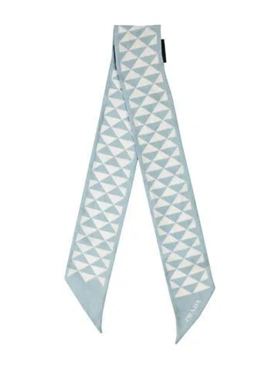 Pre-owned Prada Silk Printed Scarf In Blue