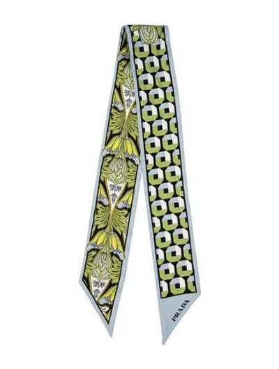 Pre-owned Prada Silk Printed Scarf In Blue