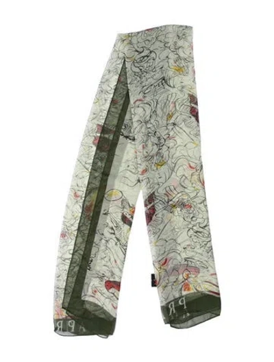 Pre-owned Prada Silk Printed Scarf In Green